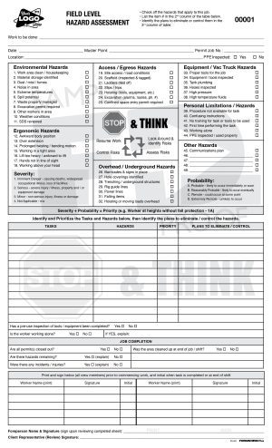 Field Level Hazard Assessment FLHA Custom Form
