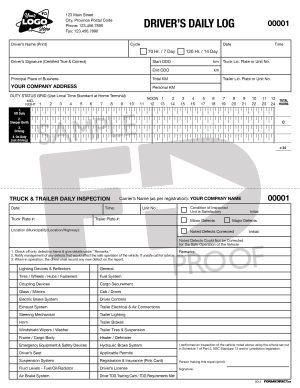 Drivers Daily Log Custom NCR Form