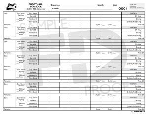 short haul driver's log
