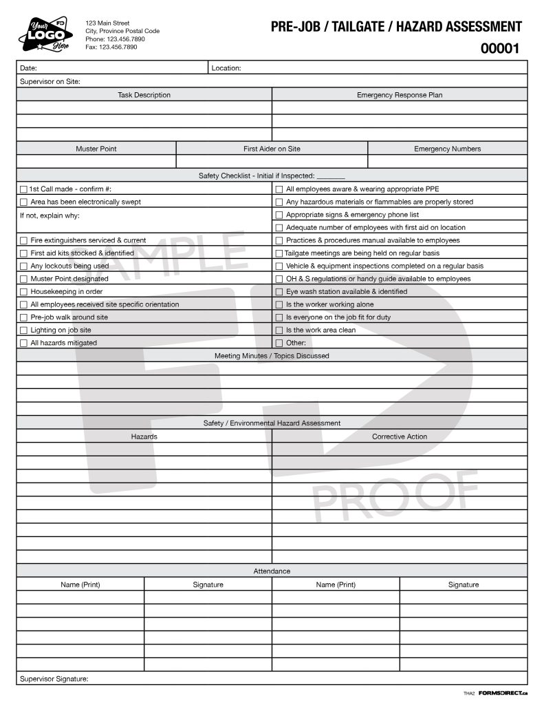 Field Level Hazard Assessment | FLHA1 Custom Form | Forms Direct
