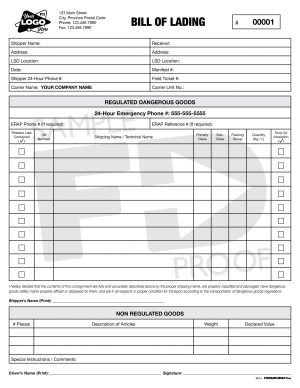 bill of lading bol4 driving record custom form