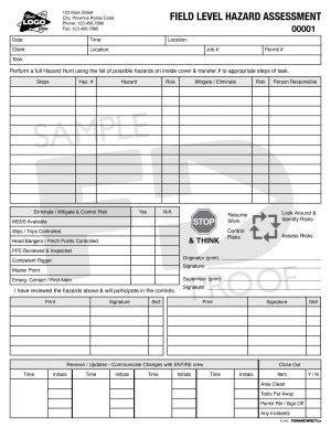 Field Level Hazard Assessment Form Template