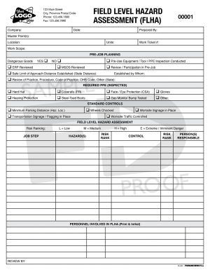 Field Level Hazard Assessment Form Template