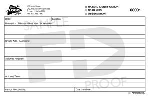 Hazard ID Near Miss Observation Form Template