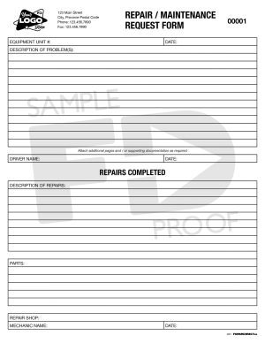 Repair Maintenance Request form template