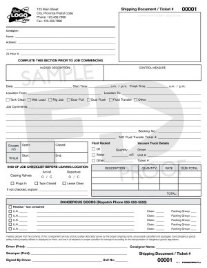 Pressure Truck Ticket Custom Form Template