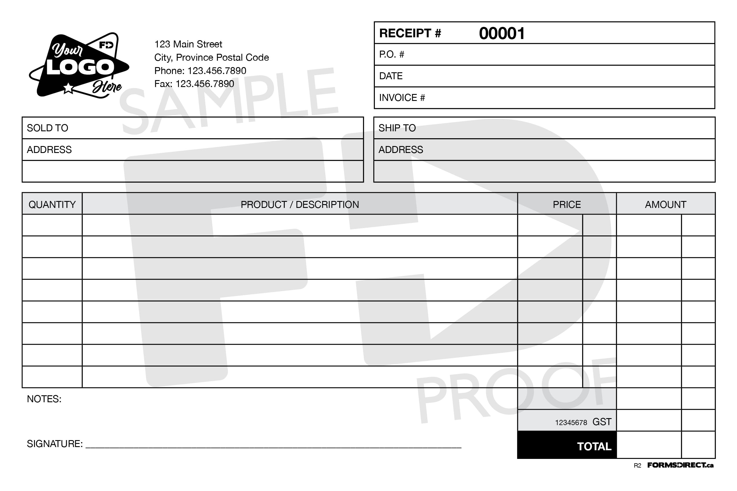 Receipt Custom Form Template