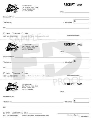 3 Up custom receipt book