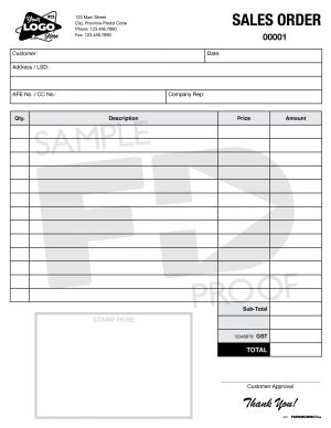 Sales Order Customizable Form Template