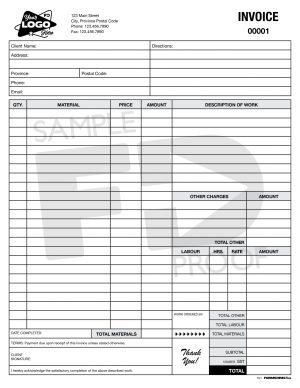 electrical hvac automotive labour materials invoice
