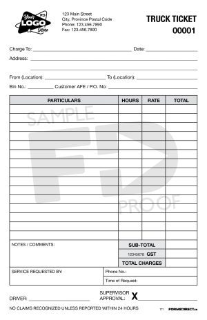Truck Ticket customizable form template