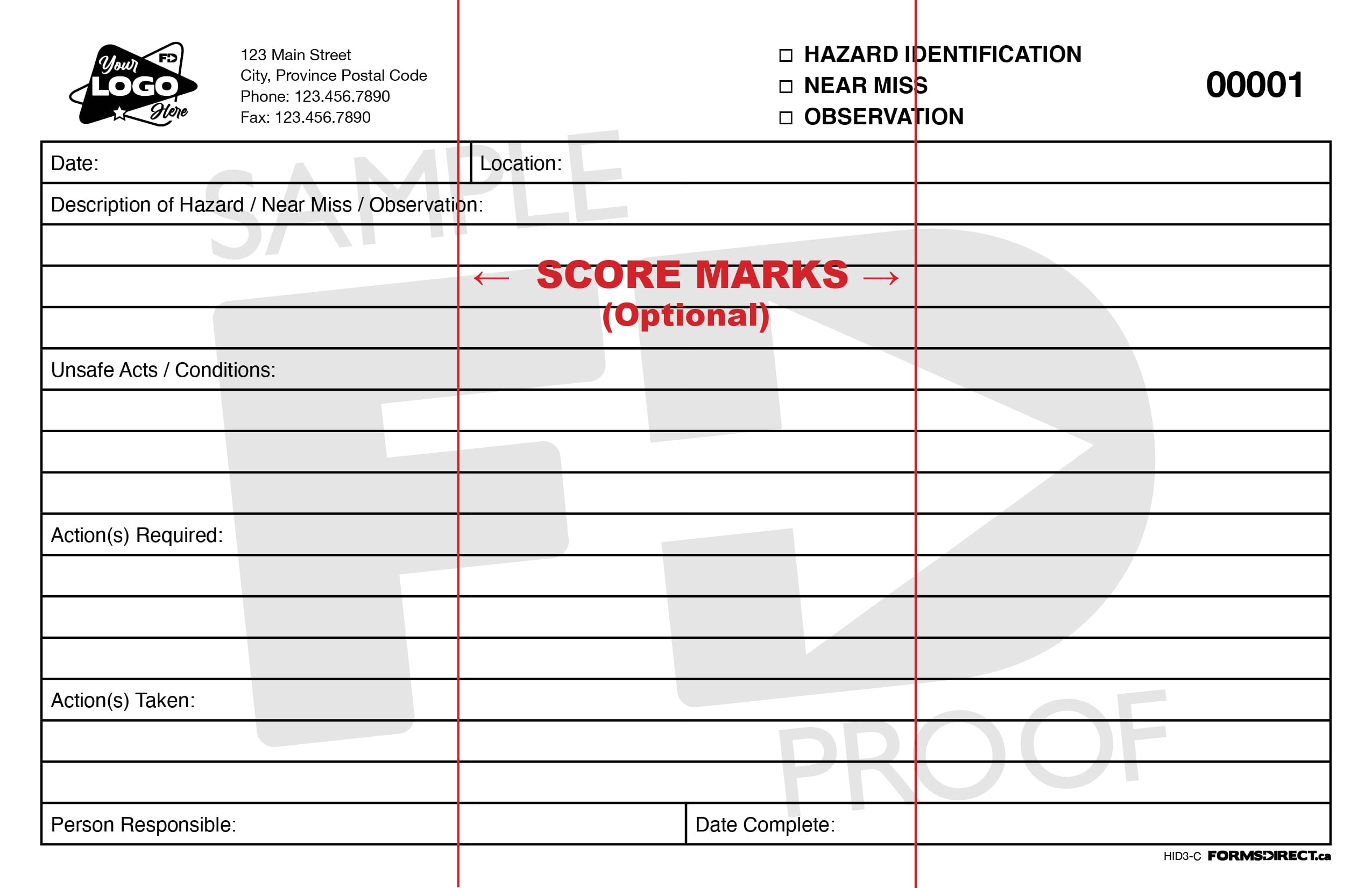 hazard ID near miss observation card safety form scoring