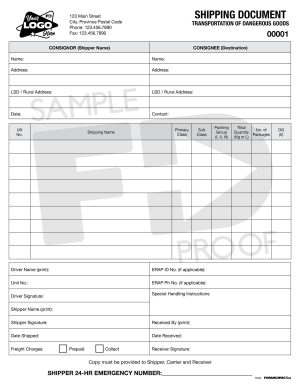 tdg shipping manifest custom ncr form