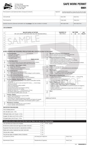 Safe Work Permit NCR Form Template