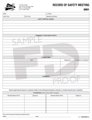 Custom Record of Safety Meeting NCR Form